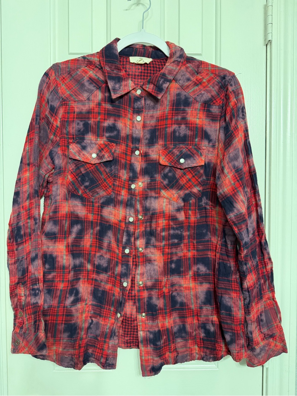 entro Red & Blue Plaid Button-Down Women's Shirt